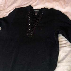 Beautiful Black Lace-Up Sweater Lane Bryant 22/24
